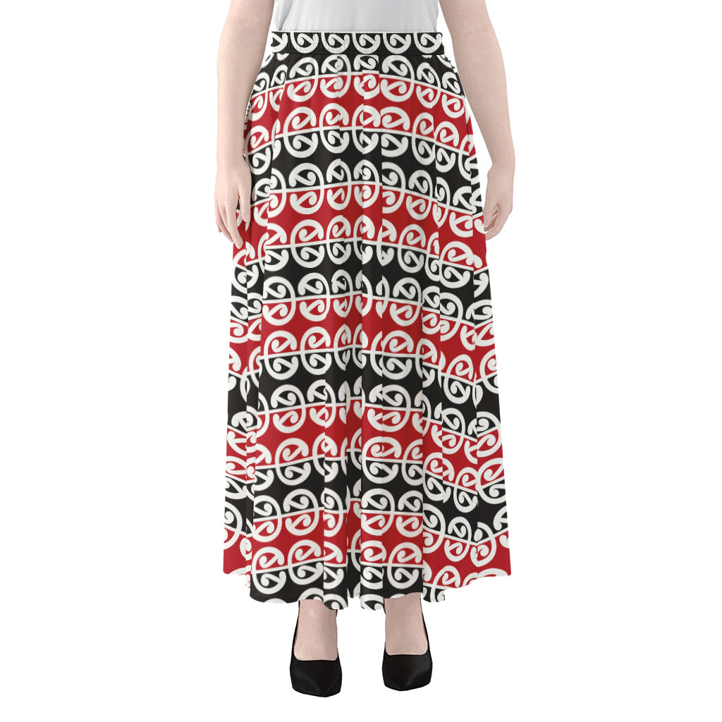 Maori Kowhaiwhai Pattern Print Chiffon Maxi Skirt