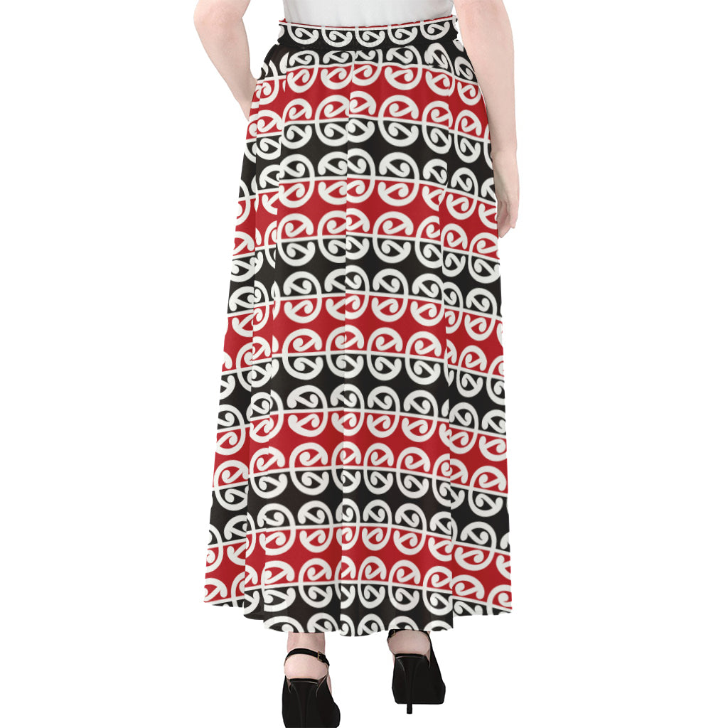 Maori Kowhaiwhai Pattern Print Chiffon Maxi Skirt