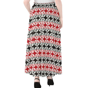 Maori Kowhaiwhai Pattern Print Chiffon Maxi Skirt