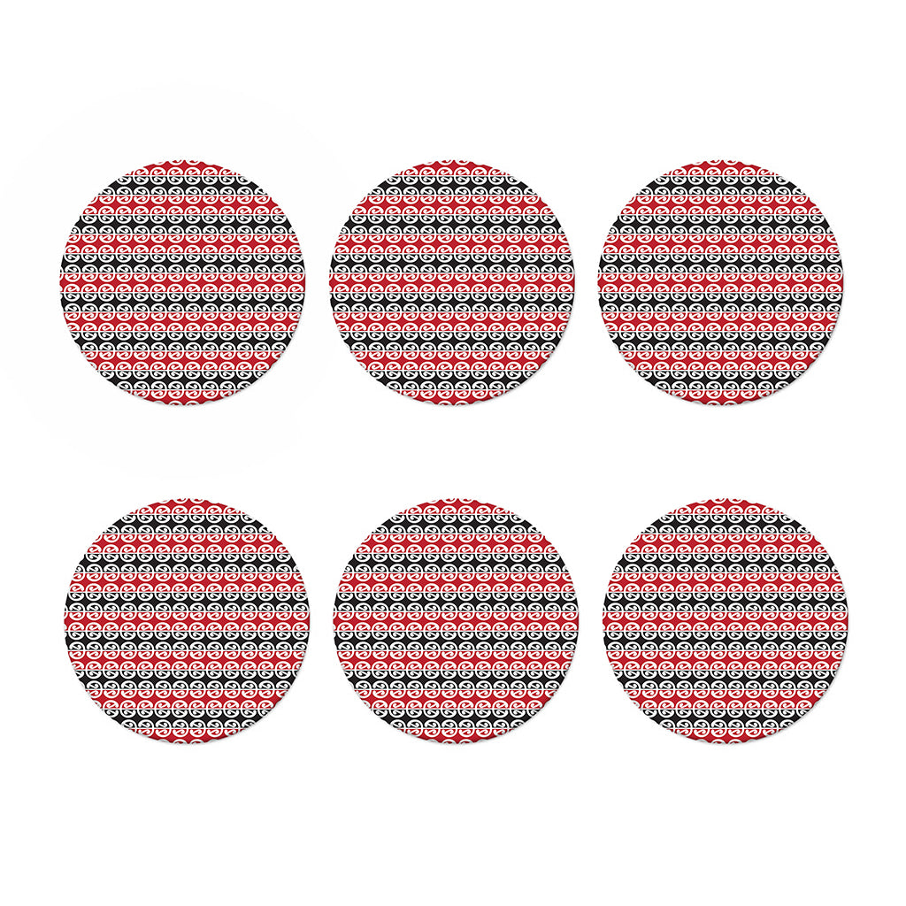 Maori Kowhaiwhai Pattern Print Coaster Set