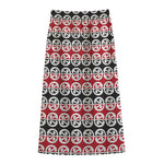 Maori Kowhaiwhai Pattern Print Cotton Front Slit Maxi Skirt