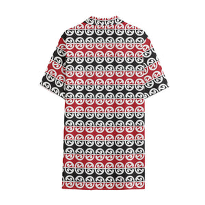 Maori Kowhaiwhai Pattern Print Cotton Hawaiian Shirt