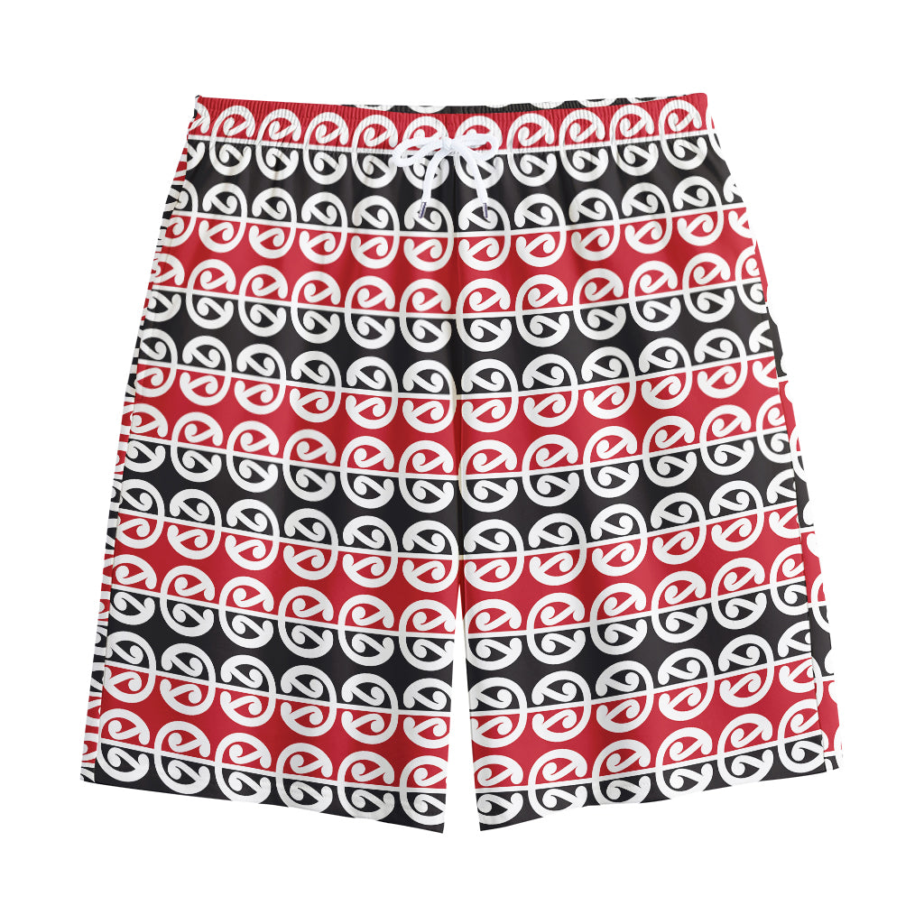 Maori Kowhaiwhai Pattern Print Cotton Shorts