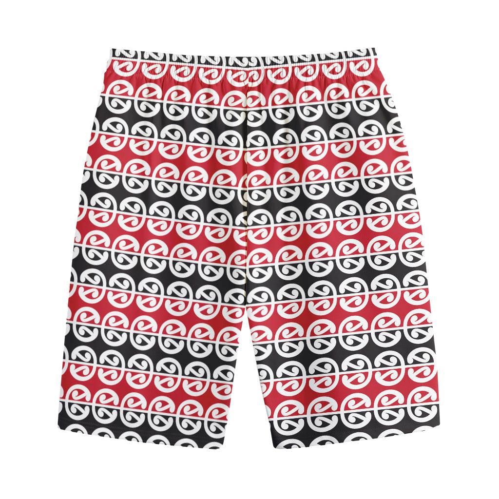 Maori Kowhaiwhai Pattern Print Cotton Shorts