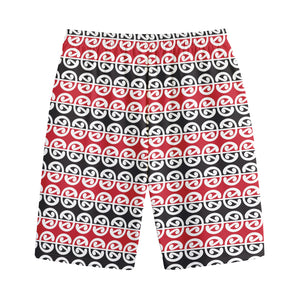 Maori Kowhaiwhai Pattern Print Cotton Shorts