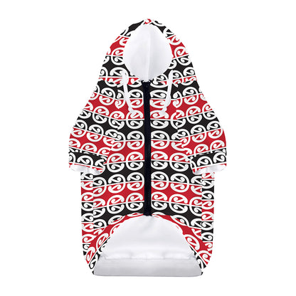 Maori Kowhaiwhai Pattern Print Dog Zip Up Hoodie