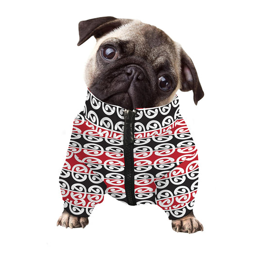 Maori Kowhaiwhai Pattern Print Dog Zip Up Jacket
