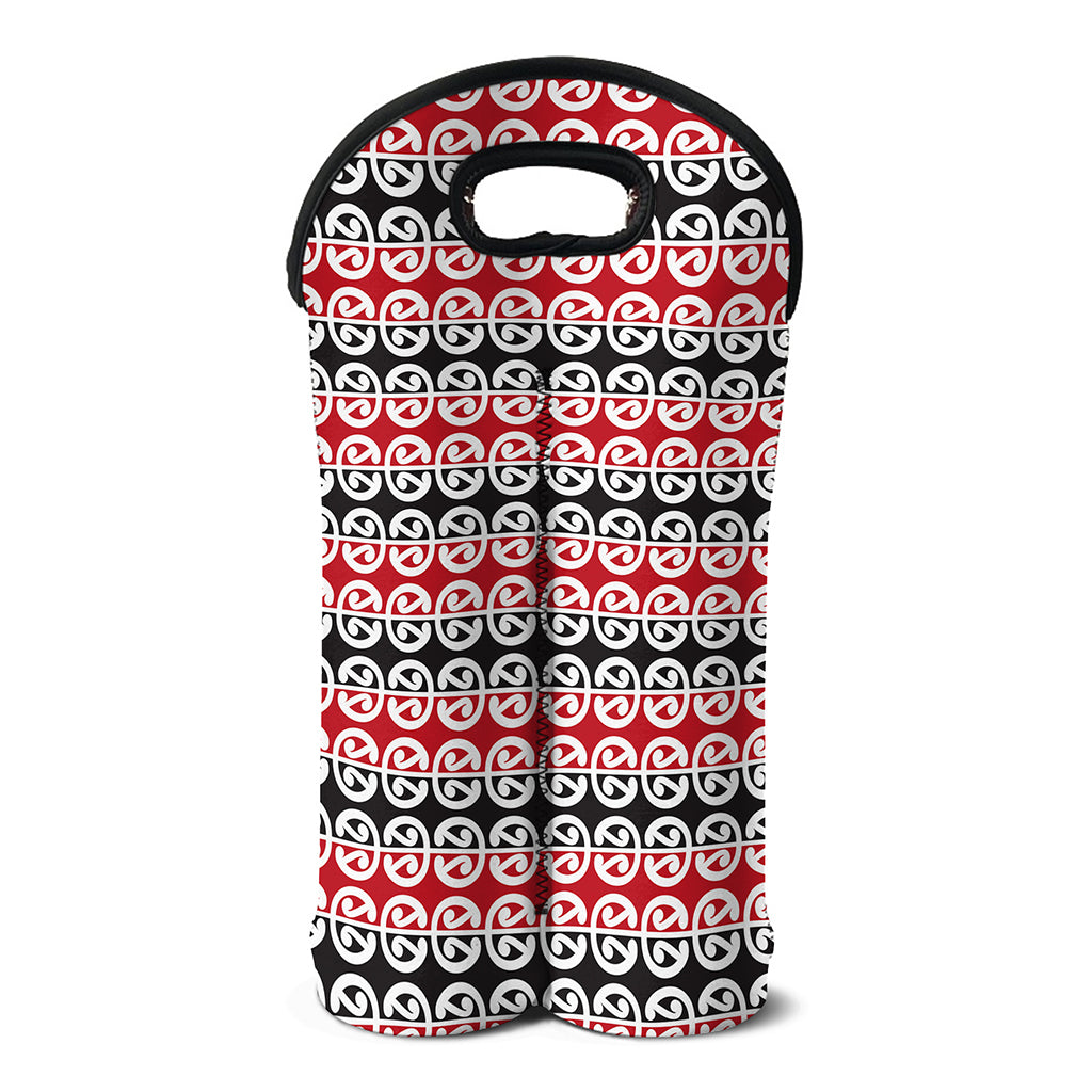 Maori Kowhaiwhai Pattern Print Double Neoprene Wine Tote