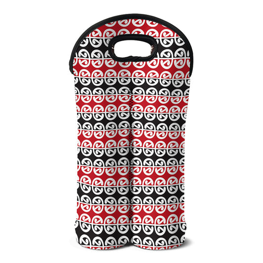 Maori Kowhaiwhai Pattern Print Double Neoprene Wine Tote