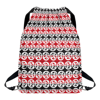 Maori Kowhaiwhai Pattern Print Drawstring Backpack
