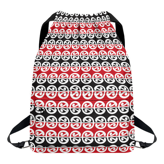 Maori Kowhaiwhai Pattern Print Drawstring Backpack