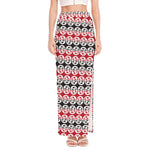 Maori Kowhaiwhai Pattern Print High Slit Maxi Skirt