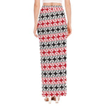 Maori Kowhaiwhai Pattern Print High Slit Maxi Skirt