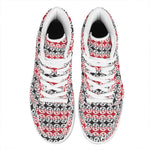 Maori Kowhaiwhai Pattern Print High Top Leather Sneakers