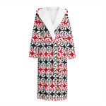 Maori Kowhaiwhai Pattern Print Hooded Bathrobe