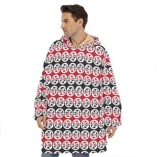 Maori Kowhaiwhai Pattern Print Hoodie Blanket
