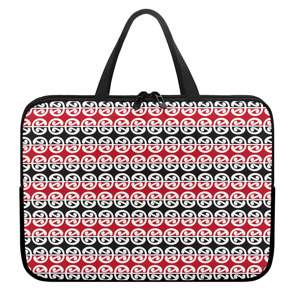 Maori Kowhaiwhai Pattern Print Laptop Sleeve With Handle