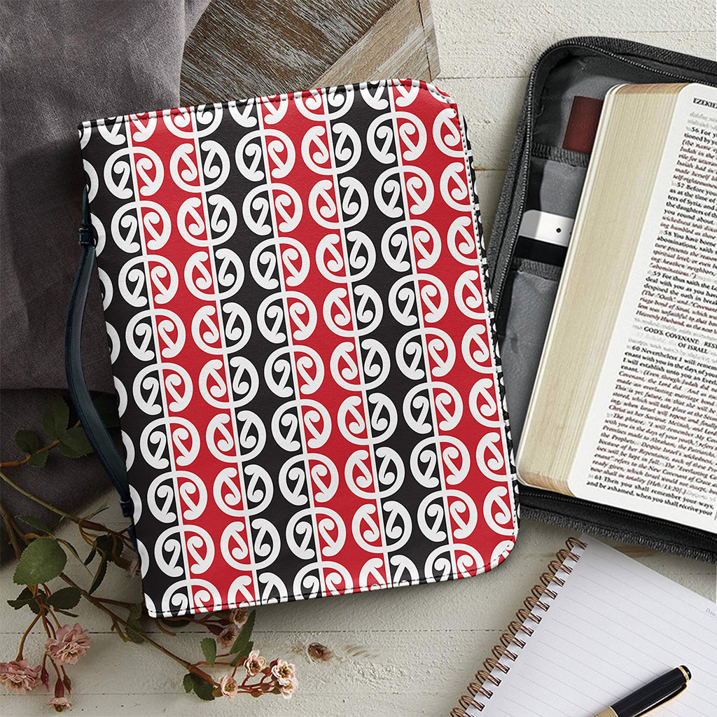 Maori Kowhaiwhai Pattern Print Leather Bible Cover
