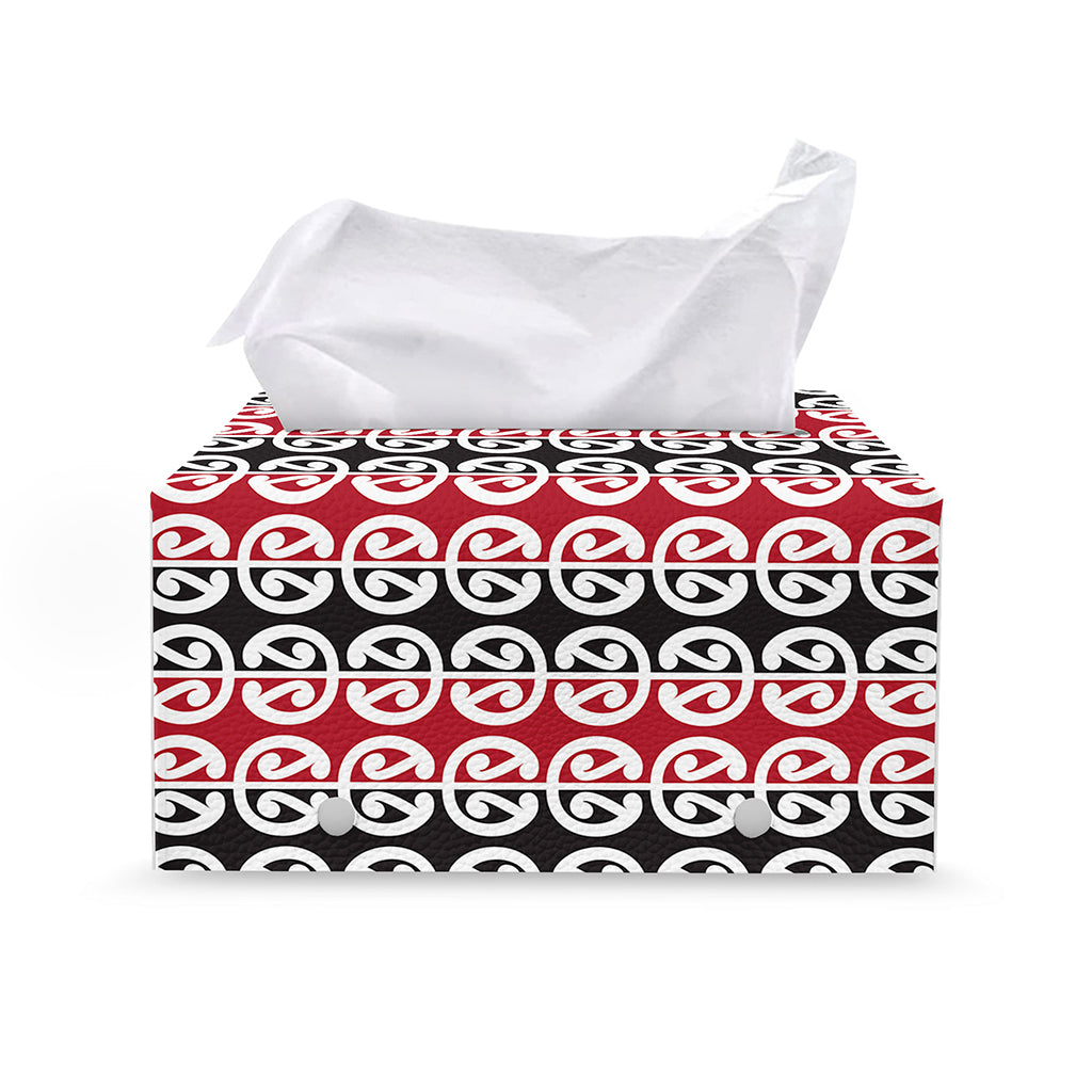 Maori Kowhaiwhai Pattern Print Leather Tissue Box Cover