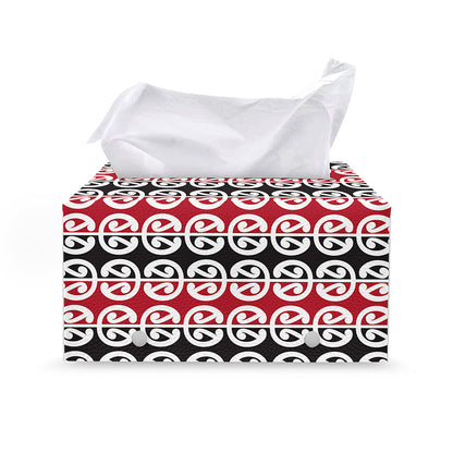 Maori Kowhaiwhai Pattern Print Leather Tissue Box Cover