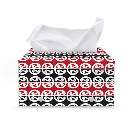 Maori Kowhaiwhai Pattern Print Leather Tissue Box Cover