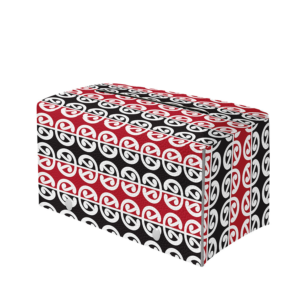 Maori Kowhaiwhai Pattern Print Leather Tissue Box Cover
