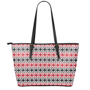 Maori Kowhaiwhai Pattern Print Leather Tote Bag