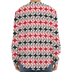 Maori Kowhaiwhai Pattern Print Long Sleeve Baseball Jersey