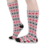 Maori Kowhaiwhai Pattern Print Long Socks