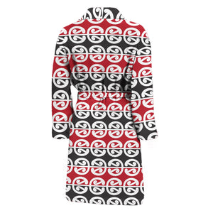 Maori Kowhaiwhai Pattern Print Men's Bathrobe