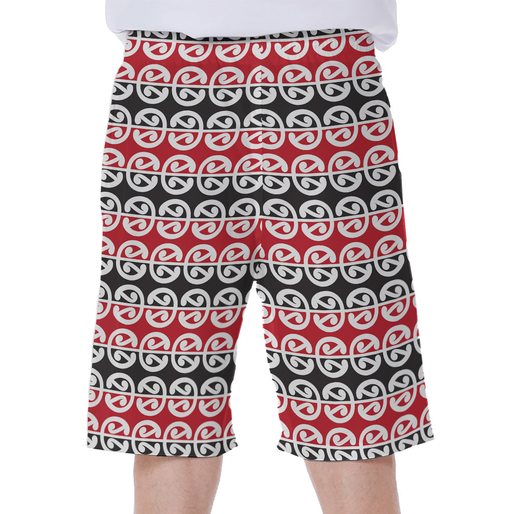 Maori Kowhaiwhai Pattern Print Men's Beach Shorts