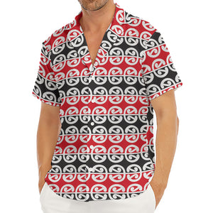 Maori Kowhaiwhai Pattern Print Men's Deep V-Neck Shirt