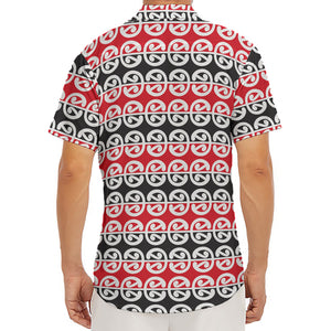 Maori Kowhaiwhai Pattern Print Men's Deep V-Neck Shirt