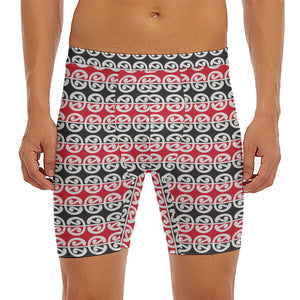 Maori Kowhaiwhai Pattern Print Men's Long Boxer Briefs