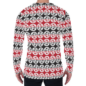 Maori Kowhaiwhai Pattern Print Men's Long Sleeve T-Shirt