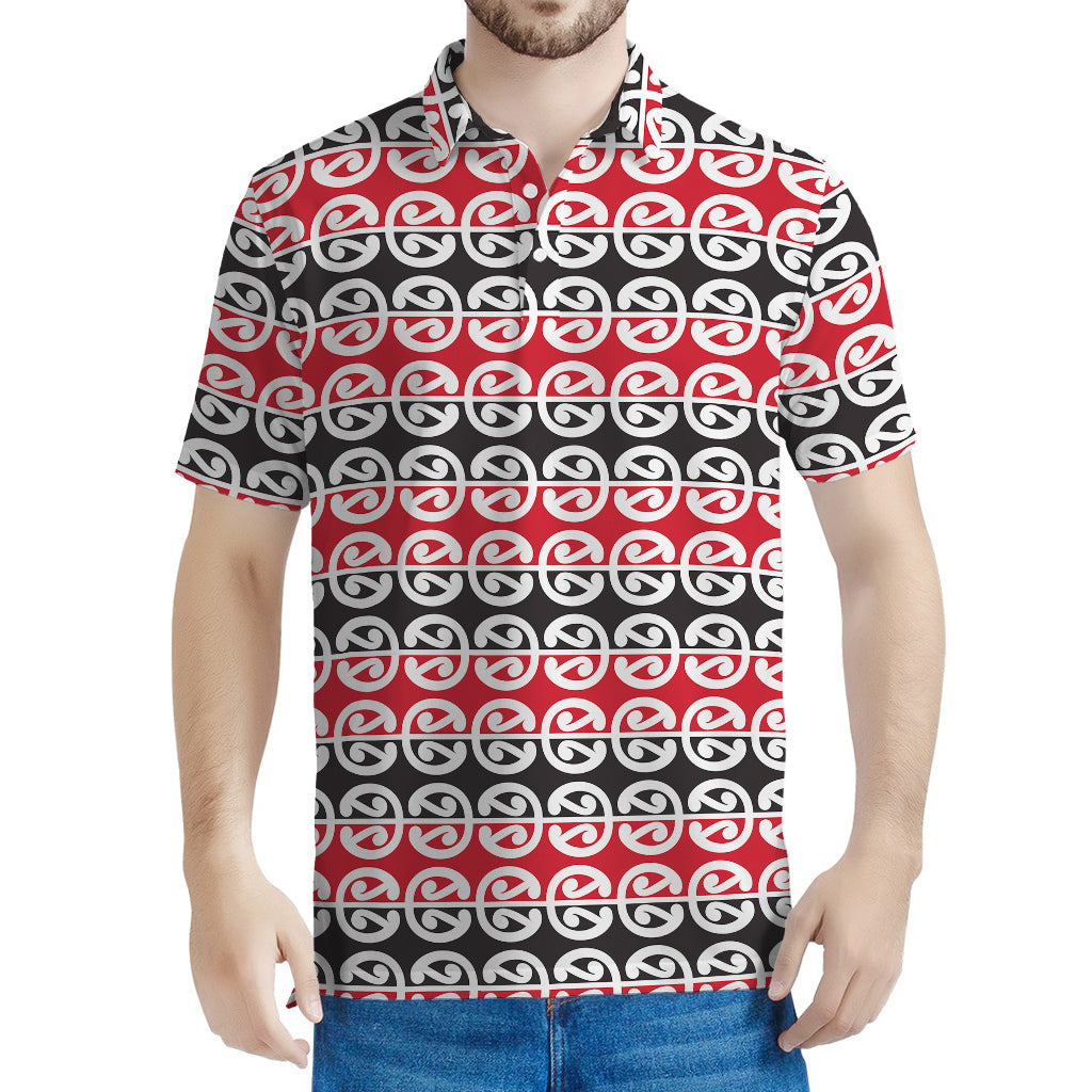 Maori Kowhaiwhai Pattern Print Men's Polo Shirt