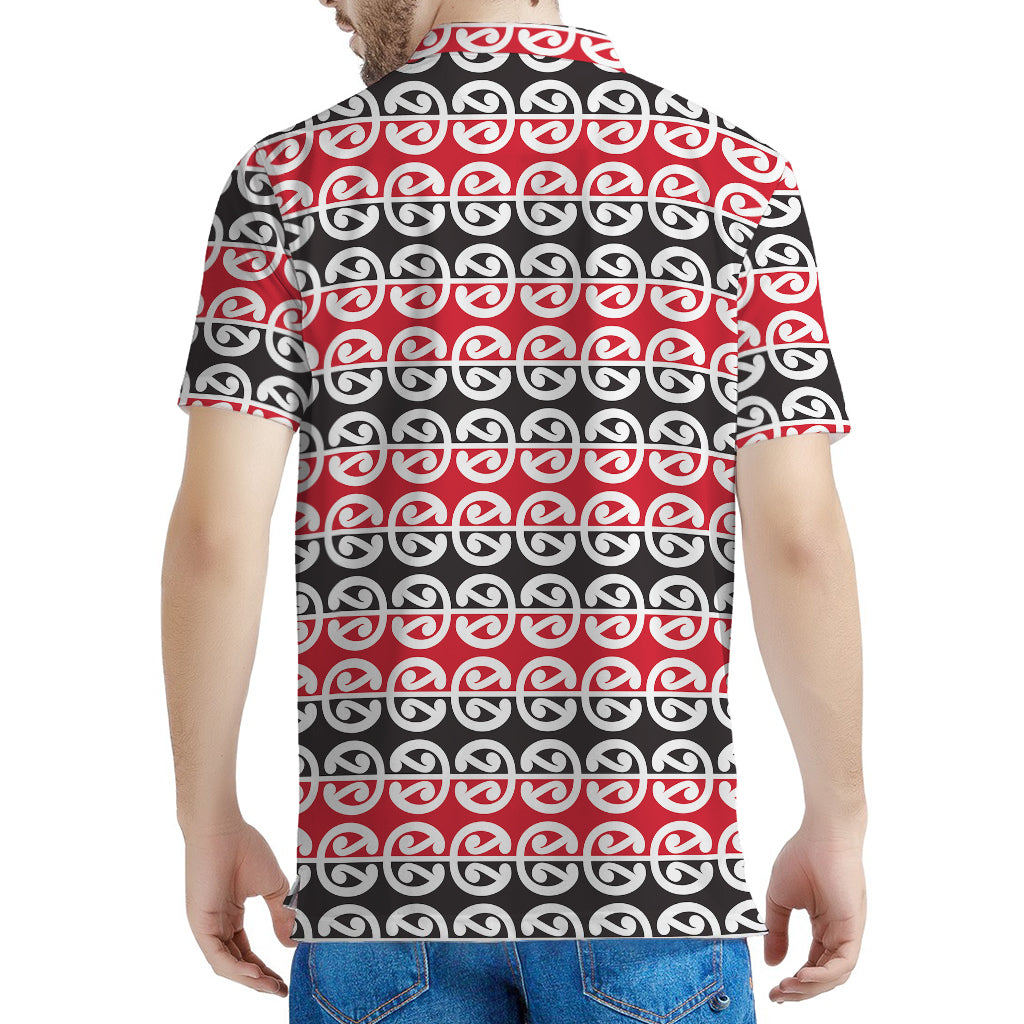 Maori Kowhaiwhai Pattern Print Men's Polo Shirt