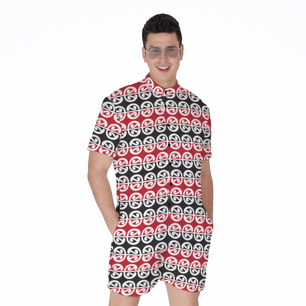 Maori Kowhaiwhai Pattern Print Men's Rompers