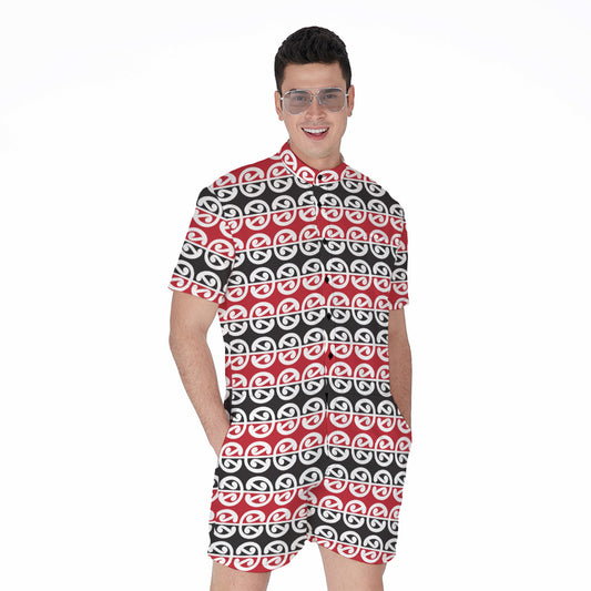 Maori Kowhaiwhai Pattern Print Men's Rompers