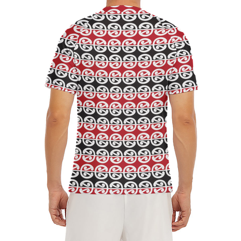 Maori Kowhaiwhai Pattern Print Men's Short Sleeve Rash Guard