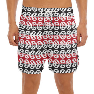 Maori Kowhaiwhai Pattern Print Men's Split Running Shorts