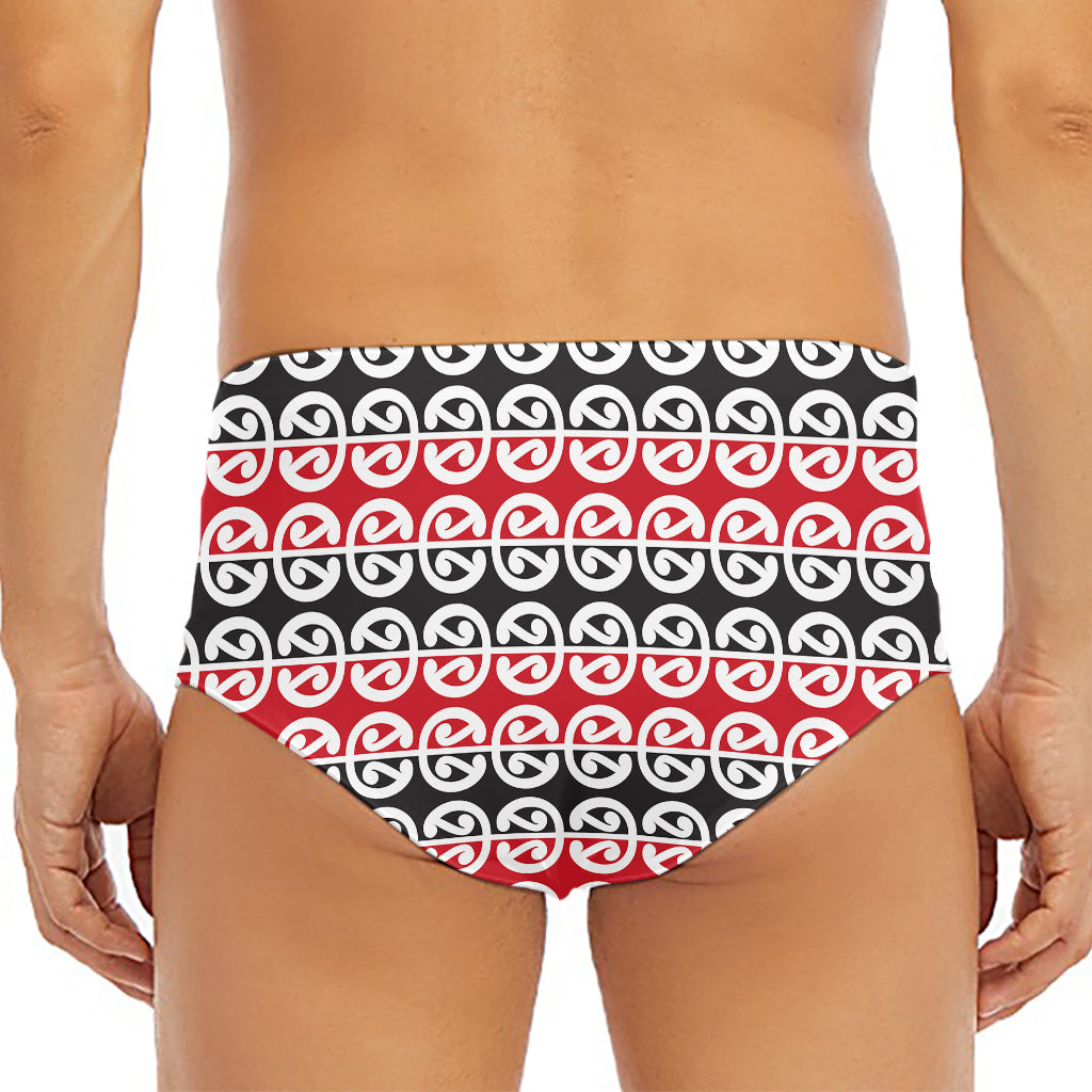 Maori Kowhaiwhai Pattern Print Men's Triangle Swim Briefs