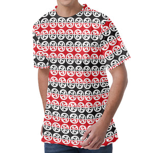 Maori Kowhaiwhai Pattern Print Men's Velvet T-Shirt