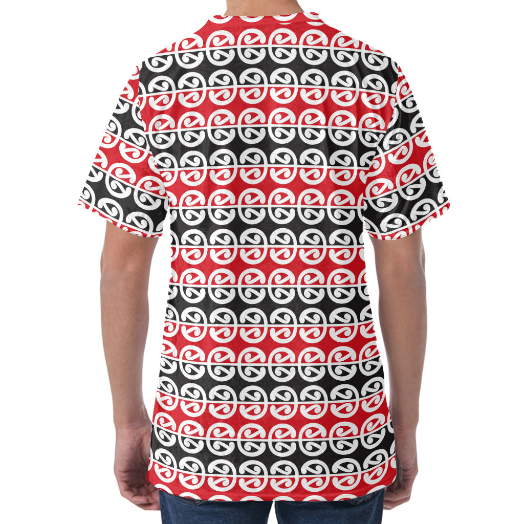 Maori Kowhaiwhai Pattern Print Men's Velvet T-Shirt