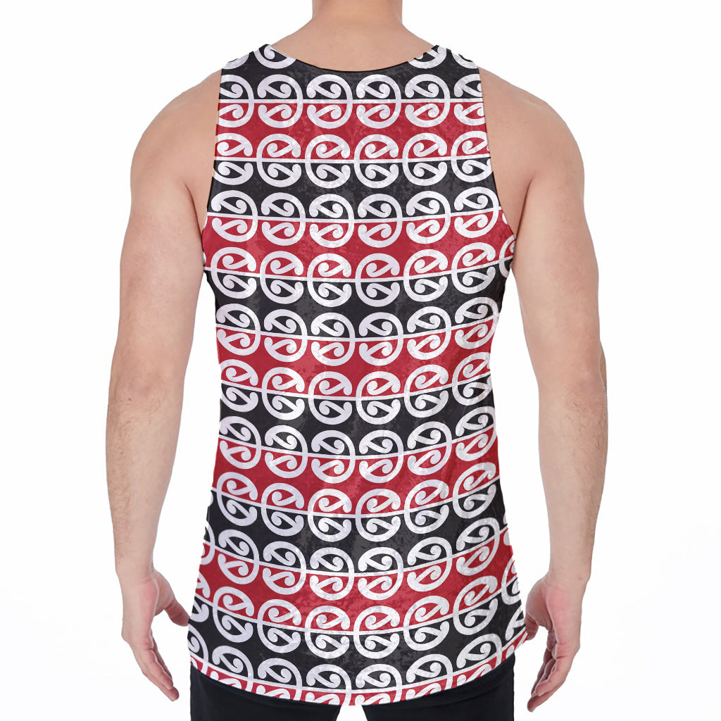 Maori Kowhaiwhai Pattern Print Men's Velvet Tank Top