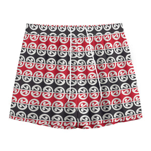 Maori Kowhaiwhai Pattern Print Mesh Shorts