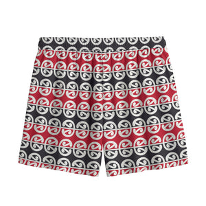 Maori Kowhaiwhai Pattern Print Mesh Shorts