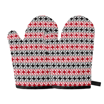 Maori Kowhaiwhai Pattern Print Oven Mitts