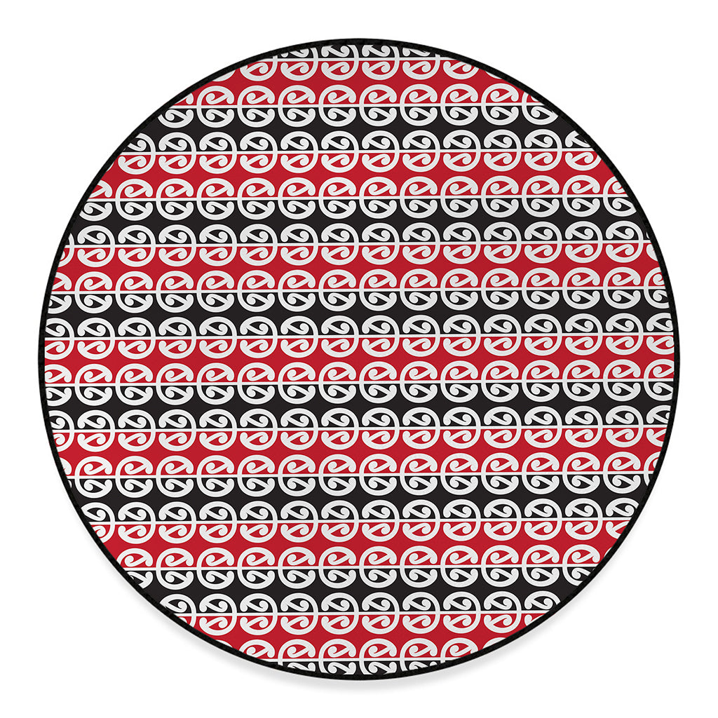 Maori Kowhaiwhai Pattern Print Round Floor Mat
