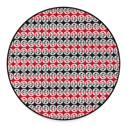 Maori Kowhaiwhai Pattern Print Round Floor Mat
